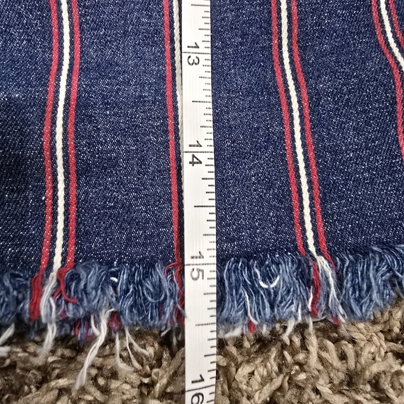 American Eagle Super Stretch Hi-Rise Denim Mini Skirt Red Stripe Size 10 NWOT - Picture 7 of 8